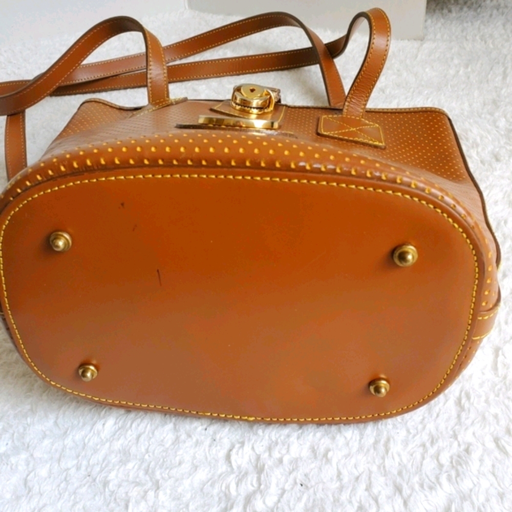 Dooney & Bourke Tan Perforated Leather Tote with Gold Hardware - Picture 4 of 8